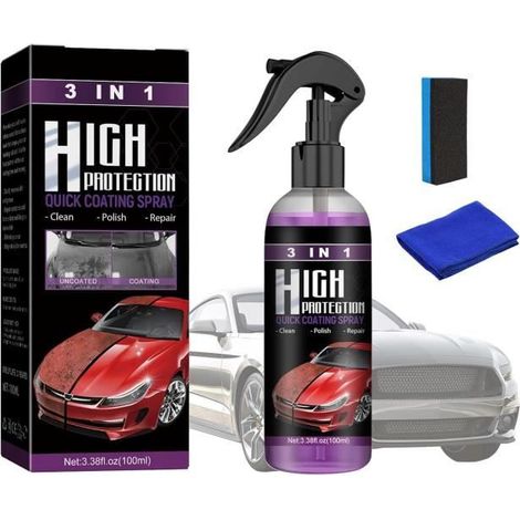 Revêtement en Céramique De Voiture, 3 in 1 Polish Voiture Hydrophobe, Auto Coating Spray pour La Protection De La Voiture, Étanche (1/4)