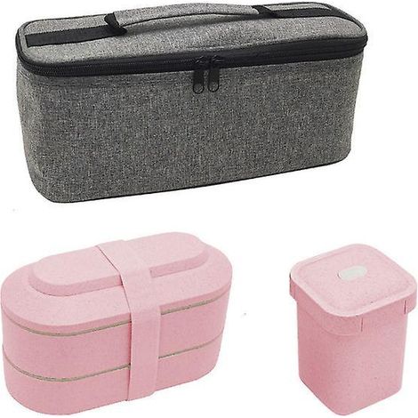 (vert) Ensemble De Bote Lunch, Bote Lunch Double Couche De 900 Ml Avec Couverts + Sac Isotherme, Convient Pour Pique-nique, Travail, Collation (1/5)