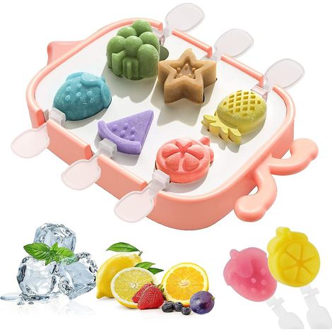 6er-Set BPA-freier Silikon-Eisformen mit wiederverwendbaren Stielen zum einfachen Herauslösen – Eisformen für selbstgemachtes Eis für Kinder (1/5)