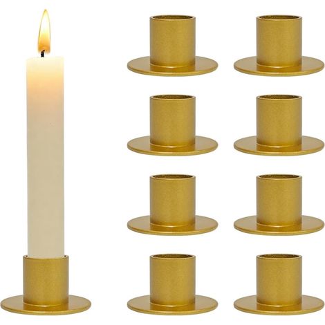 Ensemble de 8 bougeoirs - bougeoirs - bougeoirs dorés - supports pour bougies piliers - accessoires de décoration - idéal pour la décoration intérieure, un anniversaire de mariage, une fête ou une pen (1/5)