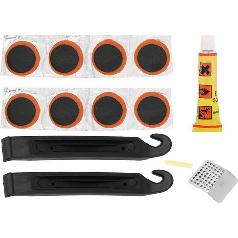 Kit de Réparation de Pneu Vélo Portable, Patch Auto-Adhésif et Démonte-Pneu pour Réparer les Crevaisons (1/5)