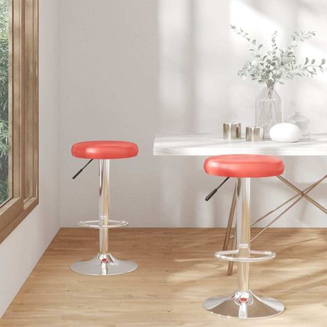 vidaXL Tabourets de bar lot de 2 rouge similicuir (1/5)