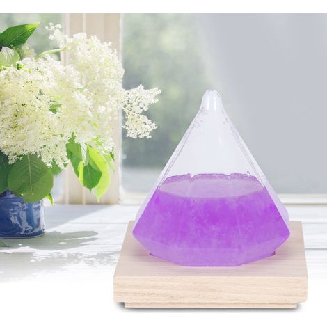 Bouteille en verre violette en forme de diamant, présentant les prévisions météorologiques. Décoration intérieure. Cadeau d'anniversaire. (1/5)