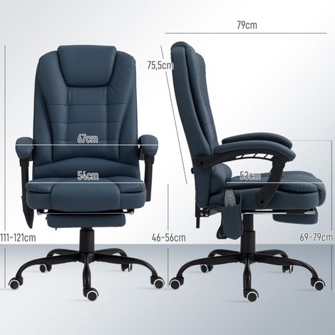 Silla de oficina de masaje reclinable con reposapiés, 7 puntos de vibración, azul DESVIAE (1/5)