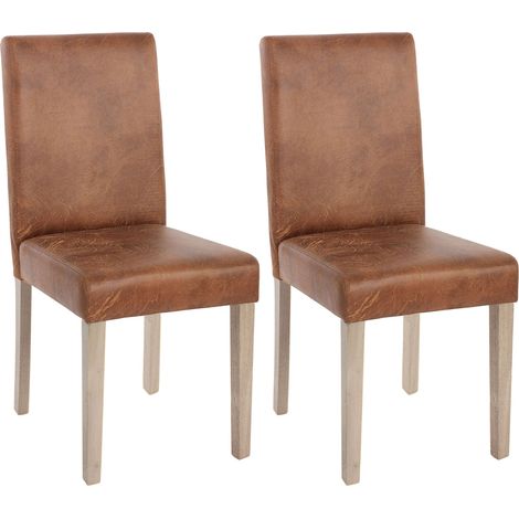 [NON UTILIZZATO] Set 2x sedie Littau tessuto soggiorno cucina sala da pranzo 43x56x90cm effetto scamosciato piedi color rovere