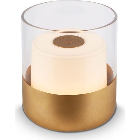 Battery LED table lamp, with glass, gold, 1xLED/2W