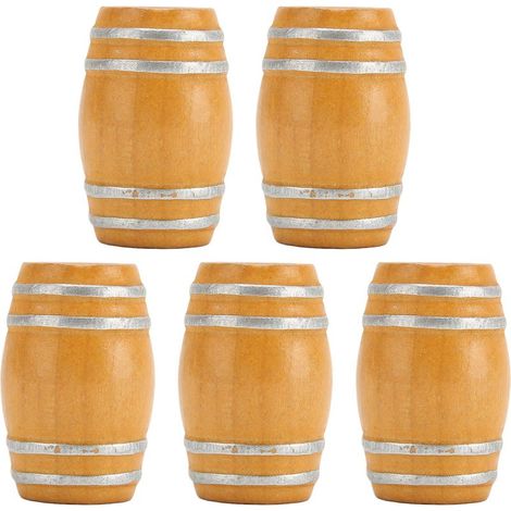 Mini Tonneau en Bois Vintage 5 Pièces, Modèle de Barrique à Vin 1:12 pour Maison de Poupée, Accessoire Décoratif (1/5)