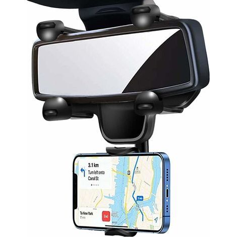 Support de Téléphone Rétroviseur Voiture Montage Tourne à 360 °,Support de Téléphone Universel pour Rétroviseur de Voiture,pour Smartphones d'une Largeur Inférieure à 9,4 cm (3,7 Pouces) (1/5)