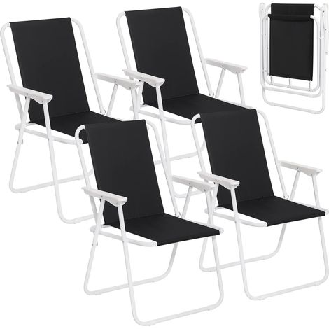 WOLTU Sedia Pieghevole da Giardino. Set di 4. Sedie da Campeggio Sedia da Spiaggia Sedia Mare Portatile. Sedie Pieghevoli da esterno Leggera Salvaspazio. Nero