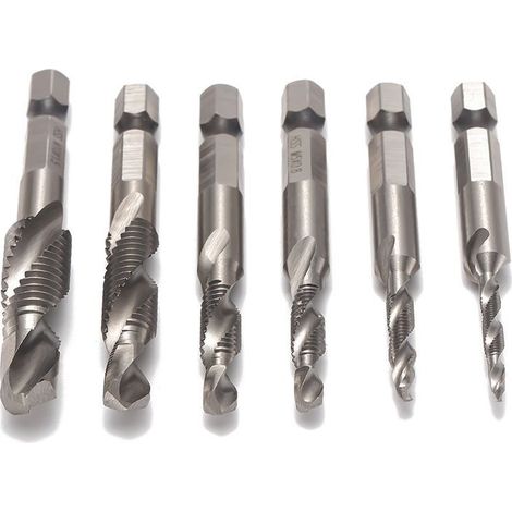 6 pièces de forets en métal, tarauds, forets hélicoïdaux, tige de 6 mm pour accessoires d'outils électriques (1/4)