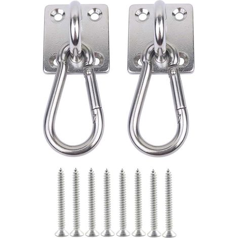 Lot de 2 crochets de suspension robustes pour hamac, support mural, crochet de suspension pour plafond, balançoire extérieure, crochet d'exercice pivotant en acier inoxydable pour yoga, plafond (1/5)