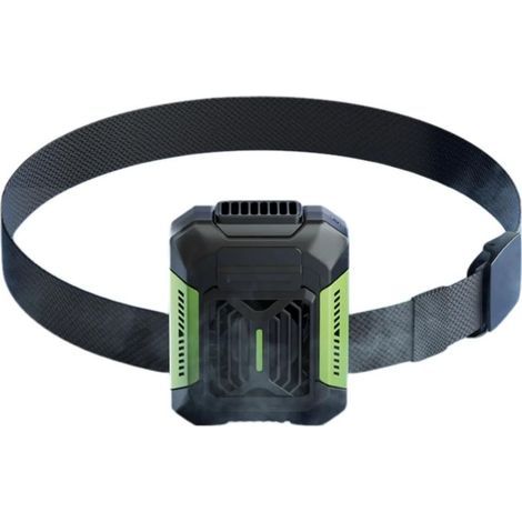Ventilateur de taille portable réglable à 3 vitesses avec lampe torche LED rechargeable résistant à l'eau pour chantier extérieur Vert (1/5)