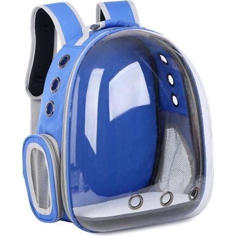 (Blauer) Reise-Rucksack – Ecent – Transparent – 180°-Sichtbarkeit – Für Katzen und Hunde – max. 6,5 kg (1/4)