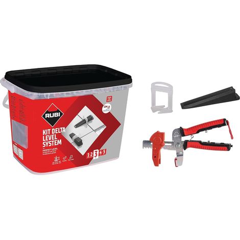 Rubi – Kit de cales et croisillons Delta level system DLS – 100 cales réutilisables – Pour carreaux de 3 à 12 mm d’épaisseur – Pose plane garantie