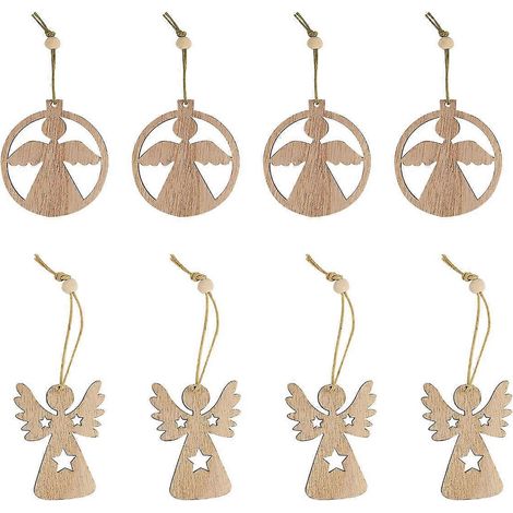 Décorations artisanales en bois, pendentifs couleur kaki, idéales pour la maison, le jardin, les fêtes et les sapins de Noël, 12 pièces par paquet. (1/5)