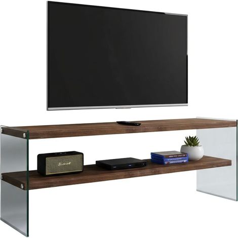 Dmora - Mobile porta TV Italia, Credenza da soggiorno, Armadio basso per TV, Base parete attrezzata, 120x35h45 cm, Noce Scuro