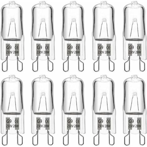 【AMPOULE HALOGÈNE G9】Lot de 10 ampoules G9 28W 230V 2700K Blanc Chaud dimmables, pour lustres appliques éclairage d'intérieur (1/5)
