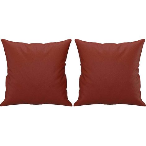 Maison Exclusive - Coussins décoratifs lot de 2 Rouge bordeaux 40x40 cm Similicuir (1/5)