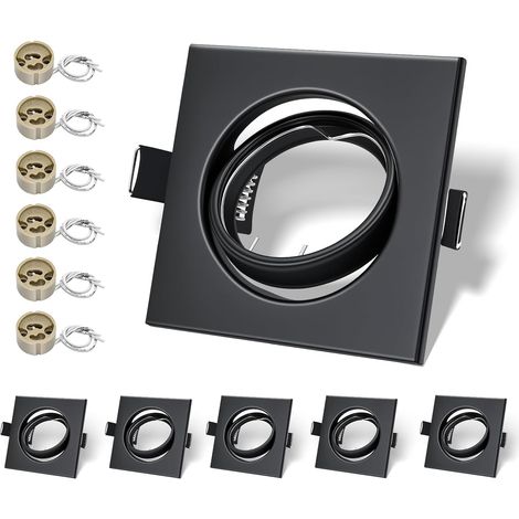 6x Cadres Encastrables GU10 Carrés, Noir Mat (1/5)