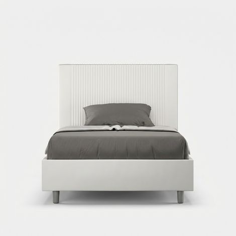 Cama francesa y medio contenedor 120x200 símil piel Goya P1 - Blanco (1/5)