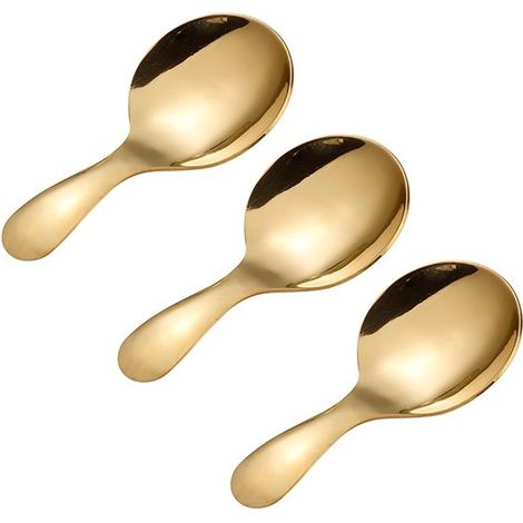 MTTProducts,Cucharas de mango corto,Juego de 3 piezas,Color dorado,Ideales para café y postres,Elegantes y prácticas,Perfectas para el uso diario (1/5)