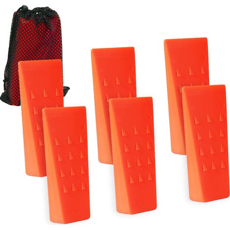Lot de 6 Cales d'abattage d'arbres avec Pointes pour Une Coupe sûre des Arbres – Cales de 14 cm avec Sac de Rangement 6 Chiens d'abattage pour Guider Les Arbres stabiliser et en Toute (1/5)