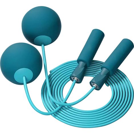 Corde à sauter sans fil lestée portable bleue pour entraînement fitness, corde à sauter sans corde, exercice sportif. (1/5)