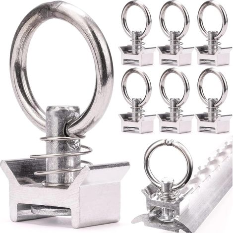 Lot de 6 Ferrures D'Arrimage Simples, Pions Simples Avec Anneau pour Capacité de Charge 1000 Kg/Dan, Rail Arrimage pour Camionnette, Rail D'arrimage Aéronautique (1/5)