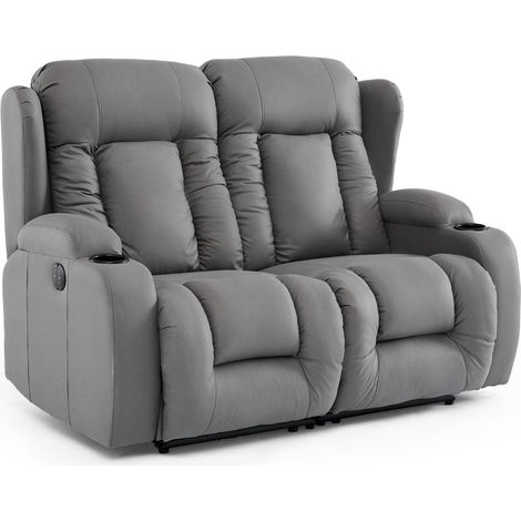 CAESAR 2 SEATER GREY TECHNOLOGY FABRIC MODERN ELECTRIC RECLINER SOFA (1/5)