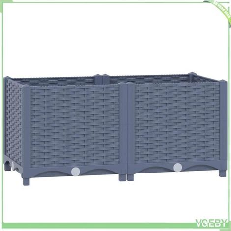 Lit surélevé - FAFEICY - 310402 - 80x40x38 cm - Polypropylène - Bleu gris (1/5)