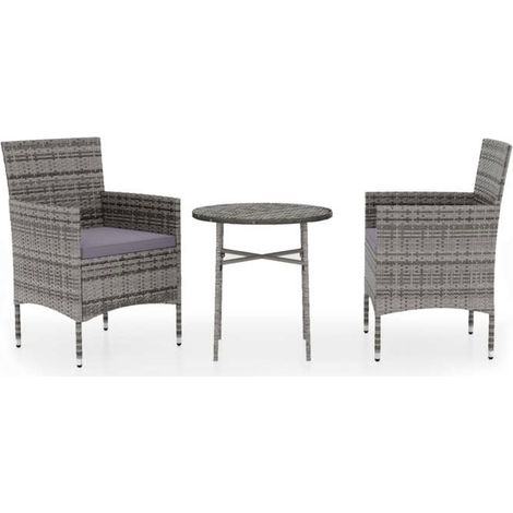 Ensemble à manger de jardin - FAFEICY - 3098023 - Résine tressée - Gris - 2 personnes (1/5)
