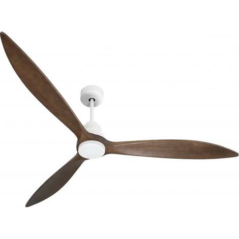 Tenerife - Super destratificateur et ventilateur DC 166 cm  Blanc pales bois sombre avec Lumière 30 à 60 m²