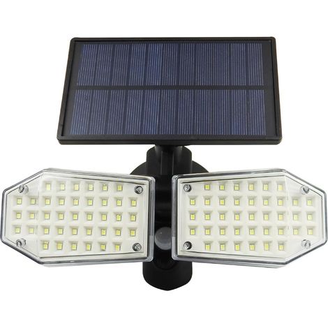 78-LED-Doppelkopf-Außenfluter mit Solar-Bewegungsmelder für Haustür, Hof, Garten, Garage, Außenbereich
