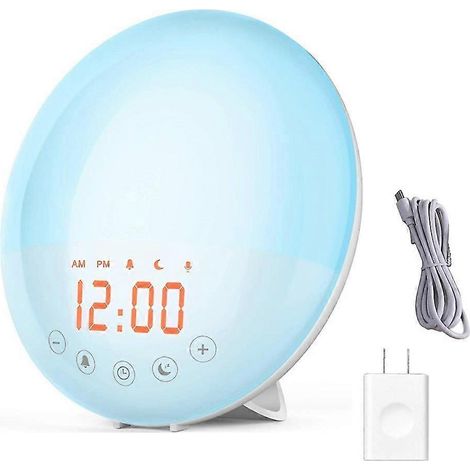 Réveil lumineux LED intelligent avec simulation de lever de soleil, aide au sommeil au coucher du soleil, lumière d'ambiance colorée (1/5)