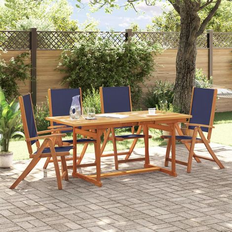 vidaXL 5 Piece Garden Dining Set Solid Wood Acacia and Textilene (1/5)