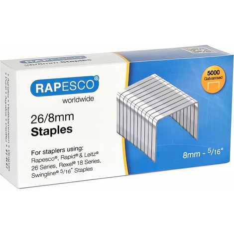 Agrafes galvanisées 26 / 8 mm - pour pince agrafeuse R81000A3 - 5 000 pièces - RAPESCO - -