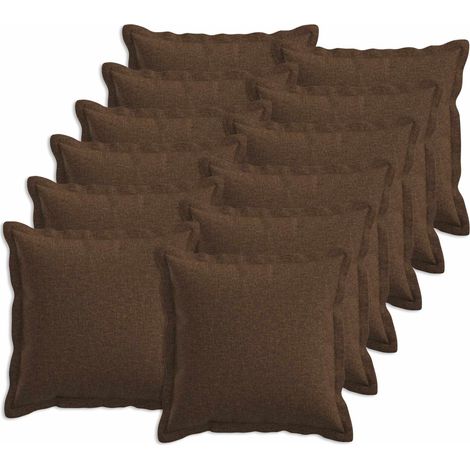 vidaXL Cushion with Pillow HOUTEN 12 pcs Brown Faux Linen (1/5)