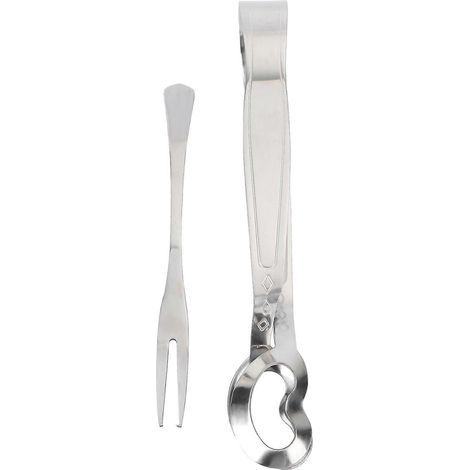 Set aus 2 Edelstahl-Gabeln und -Zangen, geeignet für Zuhause, Restaurants und Hotels. – 16,00 x 4,00 x 2,50 (1/4)