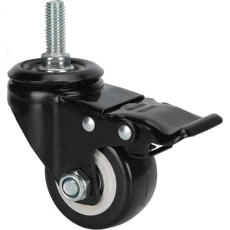 Roue pivotante 63mm silencieuse, axe M12, double roulement, charge lourde, avec frein, accessoire robuste (1/5)