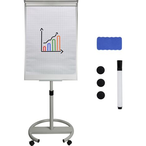 Whiteboard mit Flipchartfunktion und Zubehör zum Beschriften + Block (1/5)