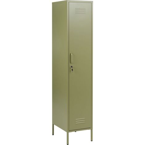 Metal Storage Cabinet Green Metal Locker with 5 Shelves and Rail Modern Home Office FROME (1/5)