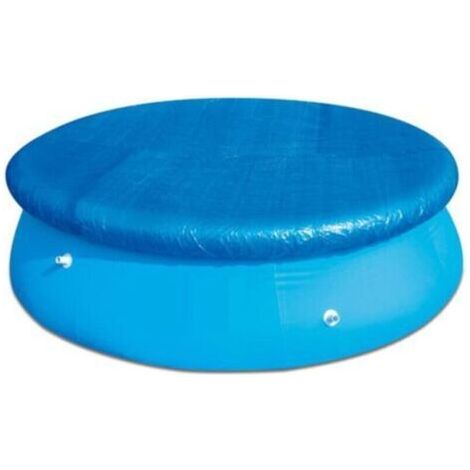 (Bleu - 183 cm) Bâche de piscine ronde imperméable avec attaches en corde, anti-poussière, facile à installer pour piscines gonflables