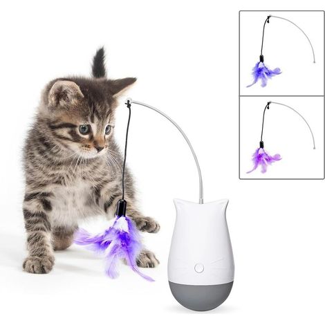 Toys interactifs for cat, toy oscillating for cat with 2 modes, toys in plumes for cat with battery, toys automatic for chaton d\\'indoor (1/4)