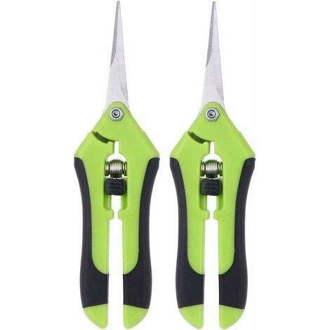 Sécateur à main professionnel – Lot de 2 ciseaux à élaguer en acier inoxydable – Poignée ergonomique en caoutchouc – Pour coupes précises (1/5)