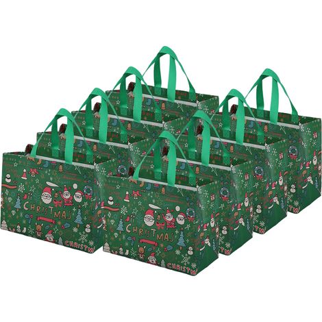 Sac Cadeau De Noël - Non Tissé Polypropylène - 32 5 X 25 X 17 Cm - Tote À Poignées - 8 Pièces (1/5)