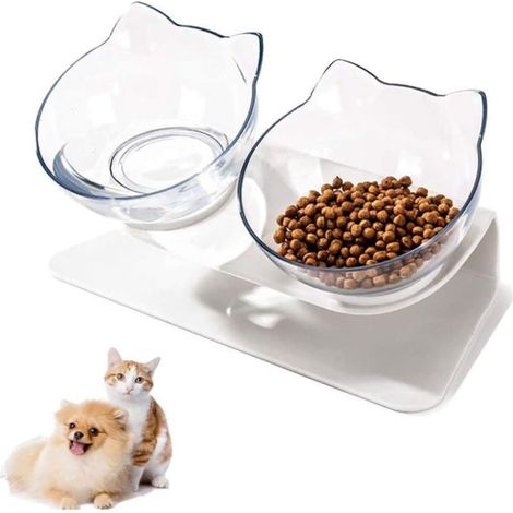 2 Gamelle, Inclinaison 15°, Base antidérapante, Polycarbonate, Chat Chien (1/5)