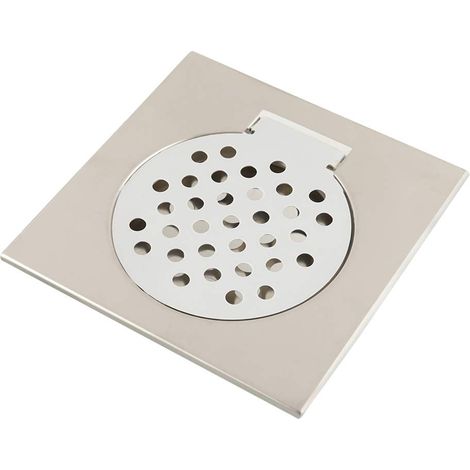 Siphon de Sol, Siphon de Sol à Chute Droite en Acier Inoxydable avec Crépine Amovible 15 x 15 cm Protection Canalisation pour Cuisine Salle de Bain Toilette Buanderie Jardin (1/5)