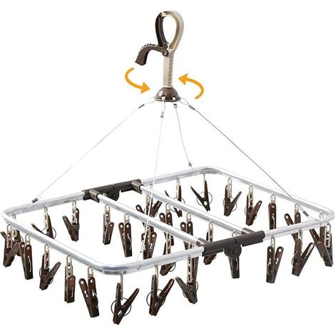 Etendoir Chaussette Cintre à Chaussettes Pince a Linge Séchoir Chaussettes Aluminium avec 32 Pinces pour sous Vetement Culotte Chapeaux Serviettes-RAPANDA (1/4)