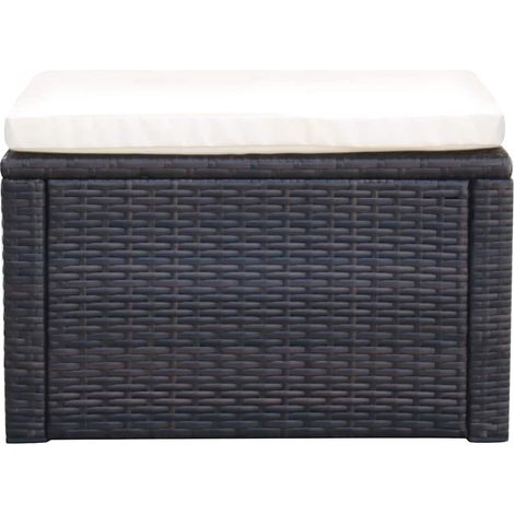 vidaXL Taburete otomana poli ratán 53x53x30 cm marrón (1/2)