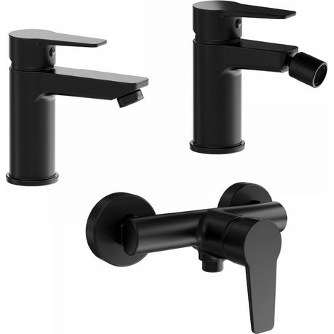 Set miscelatori lavabo bidet senza scarico ed esterno doccia nero opaco Jane (1/4)